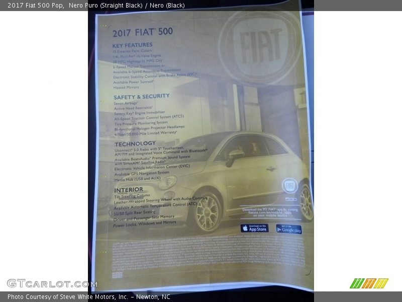 Nero Puro (Straight Black) / Nero (Black) 2017 Fiat 500 Pop