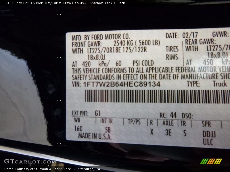 Shadow Black / Black 2017 Ford F250 Super Duty Lariat Crew Cab 4x4