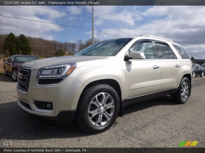 Champagne Silver Metallic / Ebony 2014 GMC Acadia SLT AWD