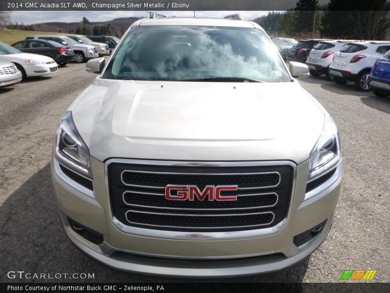 Champagne Silver Metallic / Ebony 2014 GMC Acadia SLT AWD