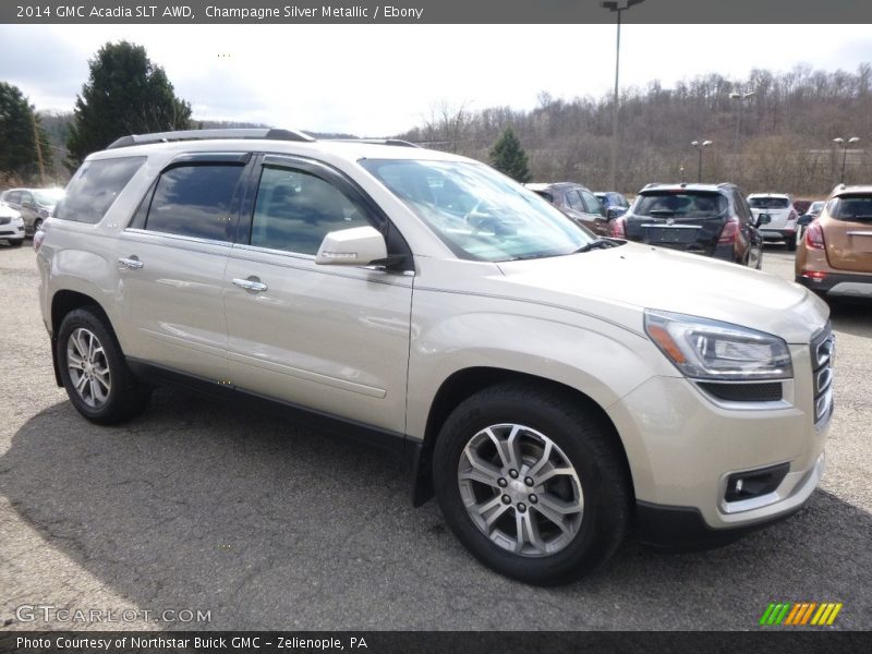 Champagne Silver Metallic / Ebony 2014 GMC Acadia SLT AWD