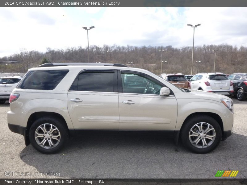 Champagne Silver Metallic / Ebony 2014 GMC Acadia SLT AWD