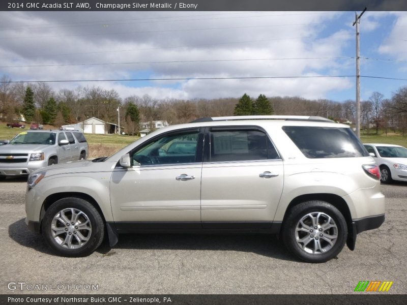 Champagne Silver Metallic / Ebony 2014 GMC Acadia SLT AWD