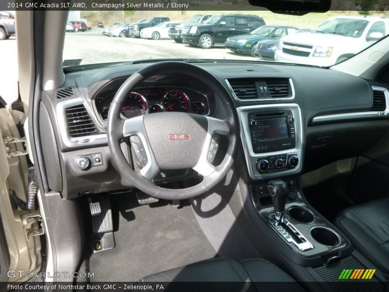 Champagne Silver Metallic / Ebony 2014 GMC Acadia SLT AWD