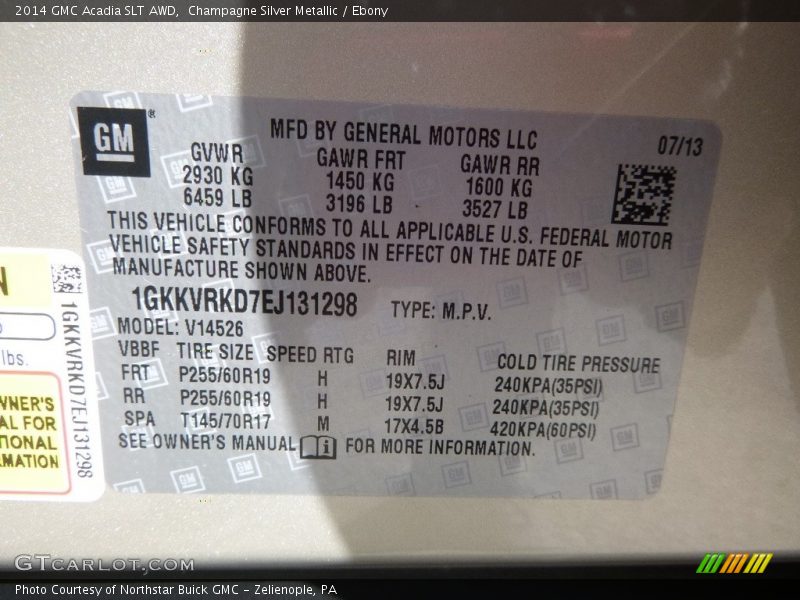 Champagne Silver Metallic / Ebony 2014 GMC Acadia SLT AWD