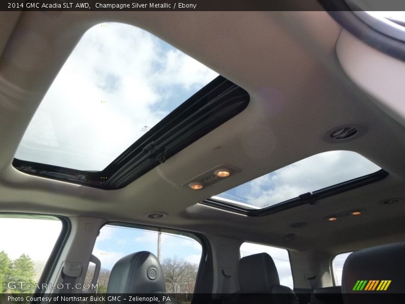 Champagne Silver Metallic / Ebony 2014 GMC Acadia SLT AWD