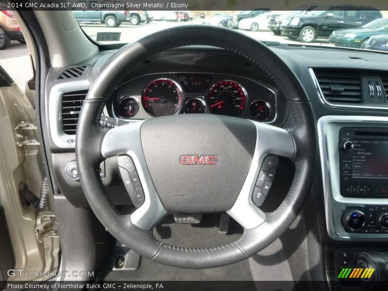 Champagne Silver Metallic / Ebony 2014 GMC Acadia SLT AWD