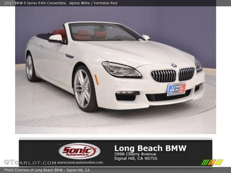 Alpine White / Vermilion Red 2017 BMW 6 Series 640i Convertible