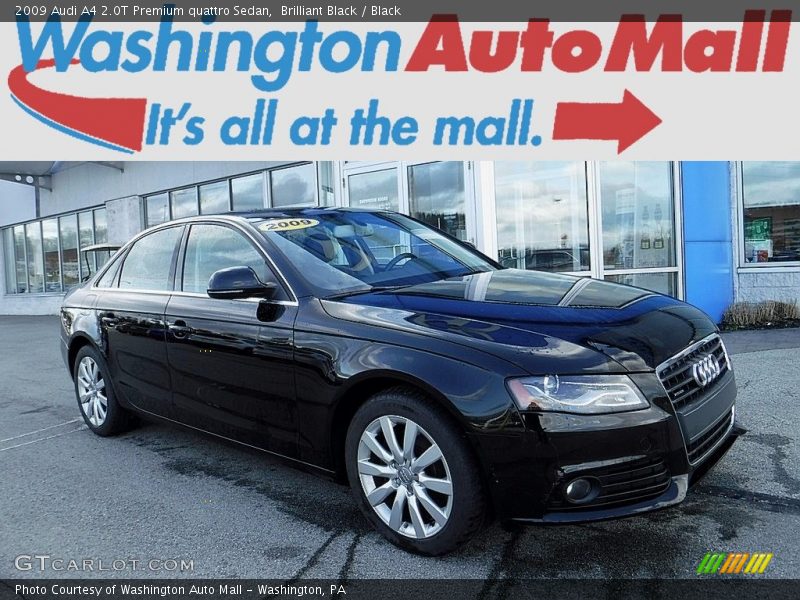 Brilliant Black / Black 2009 Audi A4 2.0T Premium quattro Sedan