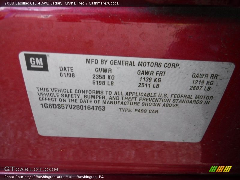 Crystal Red / Cashmere/Cocoa 2008 Cadillac CTS 4 AWD Sedan