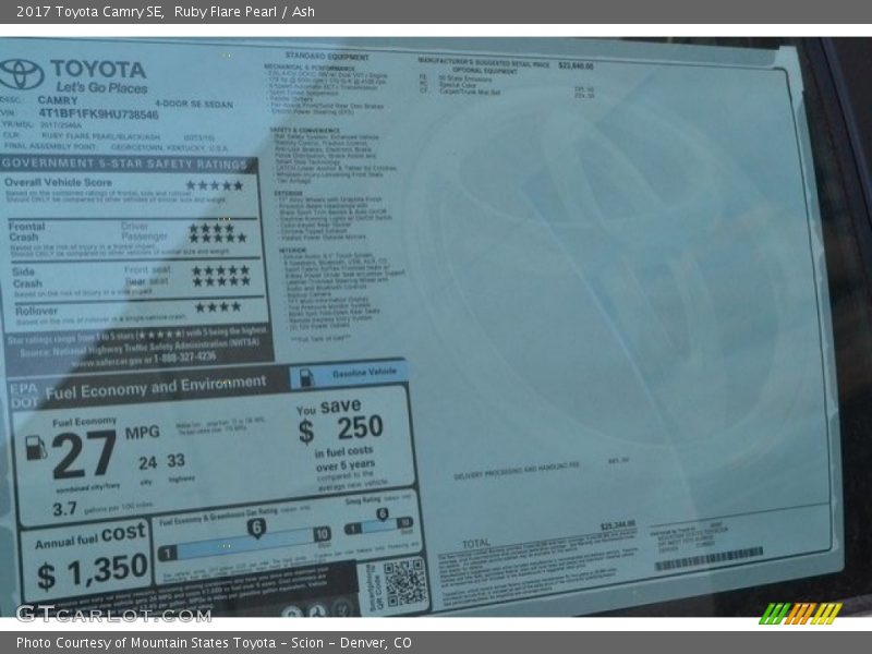 Ruby Flare Pearl / Ash 2017 Toyota Camry SE