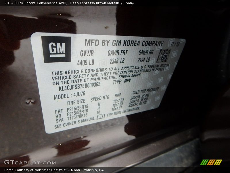 Deep Espresso Brown Metallic / Ebony 2014 Buick Encore Convenience AWD