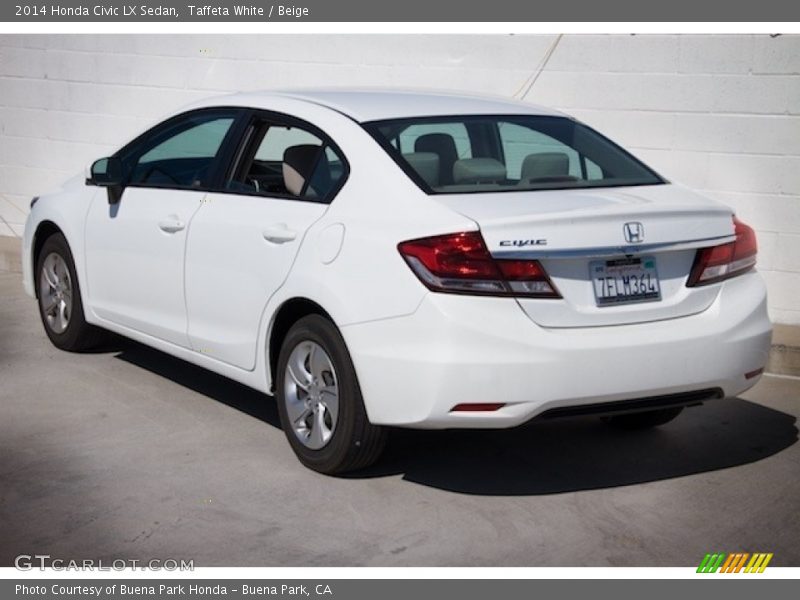 Taffeta White / Beige 2014 Honda Civic LX Sedan