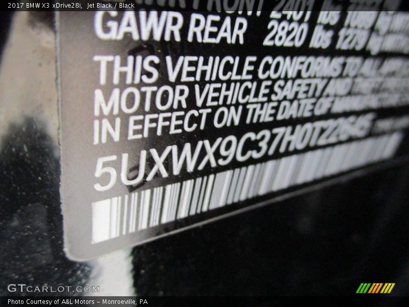 Jet Black / Black 2017 BMW X3 xDrive28i