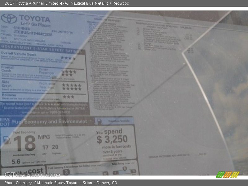 Nautical Blue Metallic / Redwood 2017 Toyota 4Runner Limited 4x4