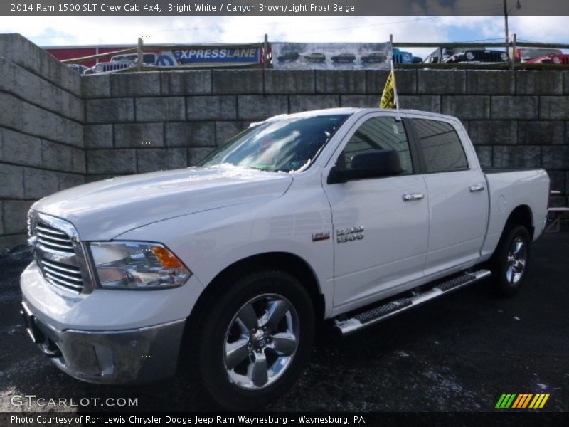 Bright White / Canyon Brown/Light Frost Beige 2014 Ram 1500 SLT Crew Cab 4x4
