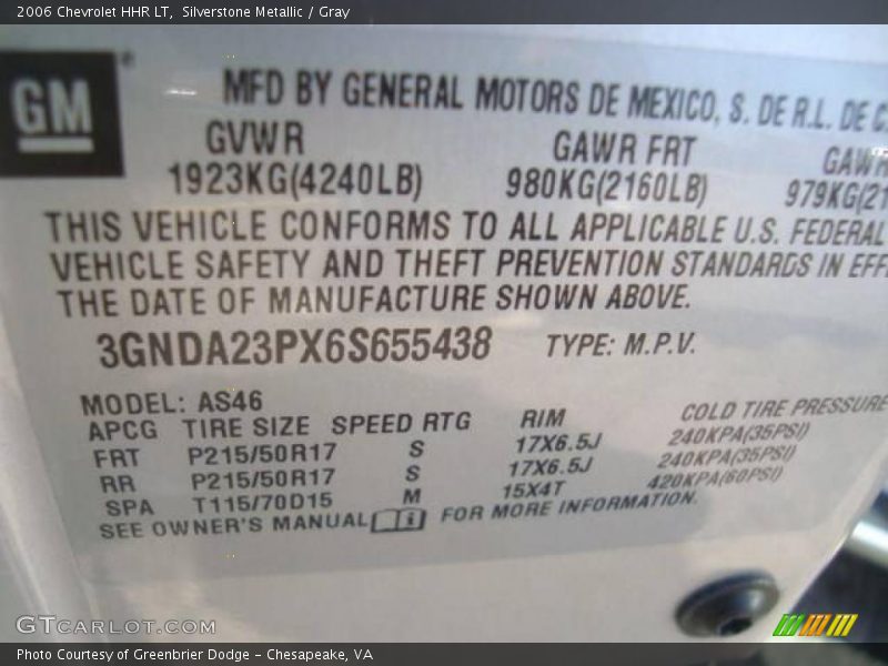 Silverstone Metallic / Gray 2006 Chevrolet HHR LT