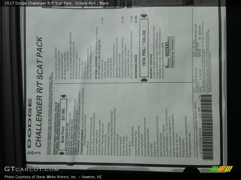 Octane Red / Black 2017 Dodge Challenger R/T Scat Pack