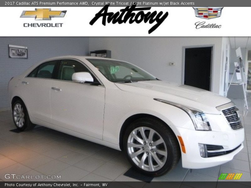 Crystal White Tricoat / Light Platinum w/Jet Black Accents 2017 Cadillac ATS Premium Perfomance AWD