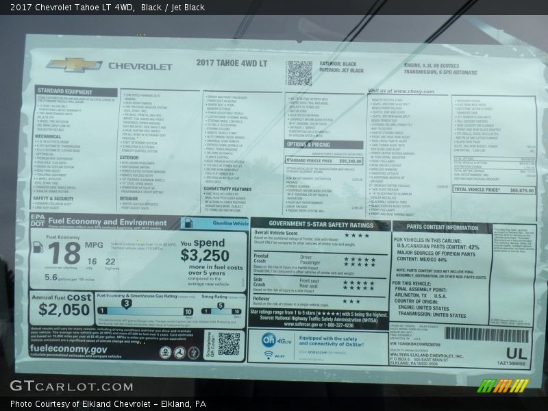 Black / Jet Black 2017 Chevrolet Tahoe LT 4WD