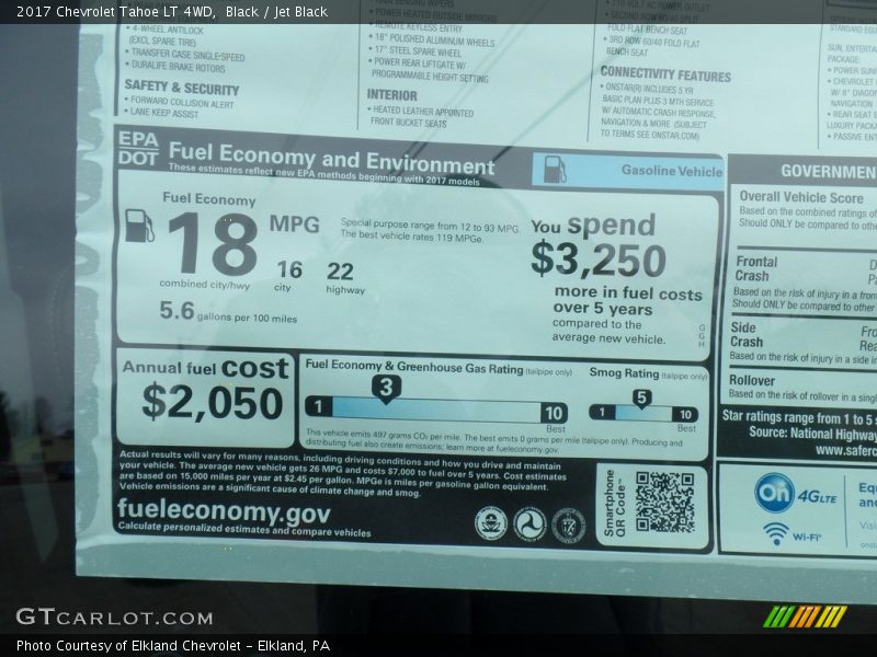 Black / Jet Black 2017 Chevrolet Tahoe LT 4WD