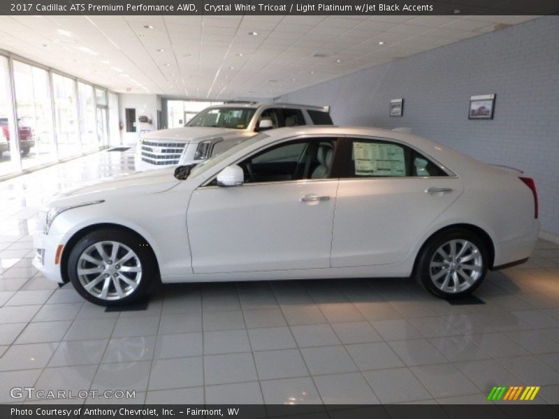 Crystal White Tricoat / Light Platinum w/Jet Black Accents 2017 Cadillac ATS Premium Perfomance AWD