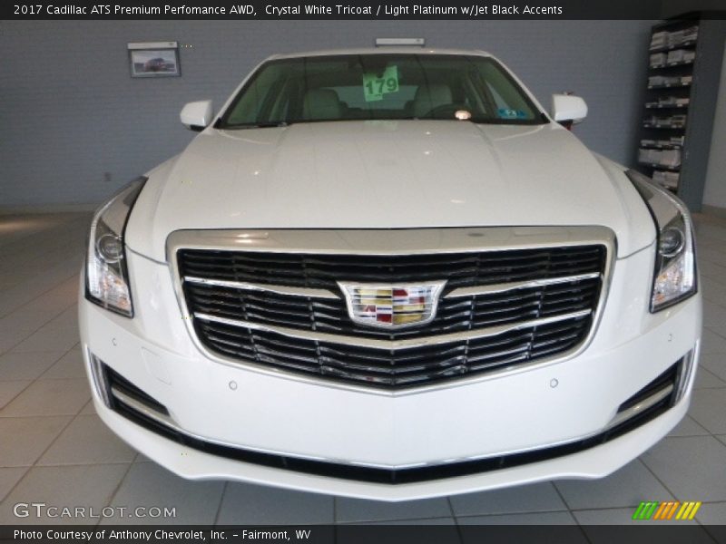 Crystal White Tricoat / Light Platinum w/Jet Black Accents 2017 Cadillac ATS Premium Perfomance AWD