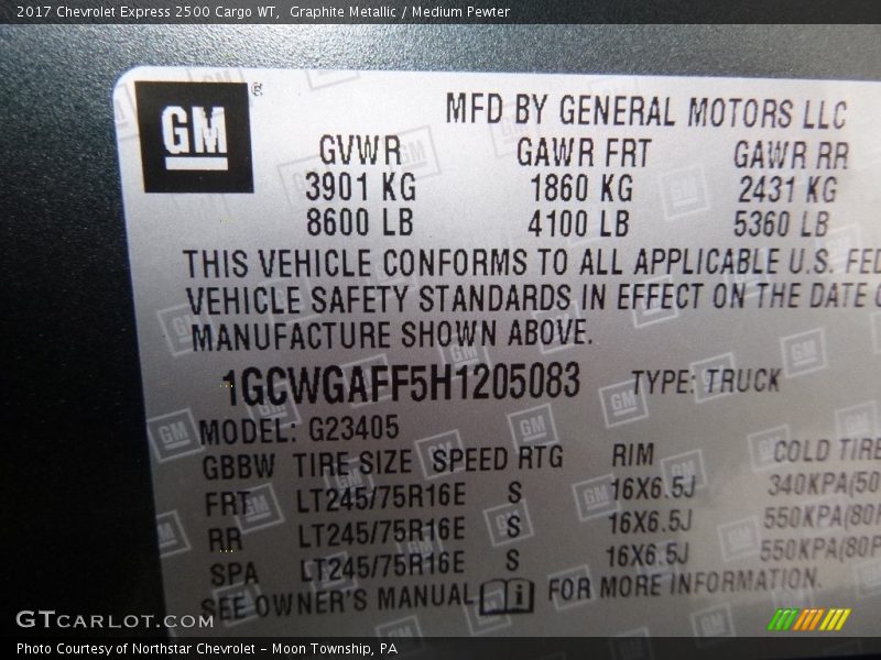 Graphite Metallic / Medium Pewter 2017 Chevrolet Express 2500 Cargo WT