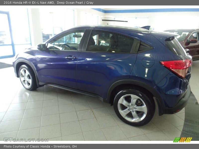 Deep Ocean Pearl / Gray 2016 Honda HR-V EX-L Navi AWD
