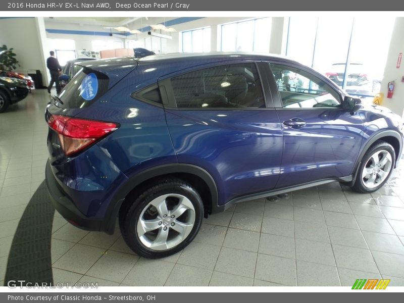 Deep Ocean Pearl / Gray 2016 Honda HR-V EX-L Navi AWD