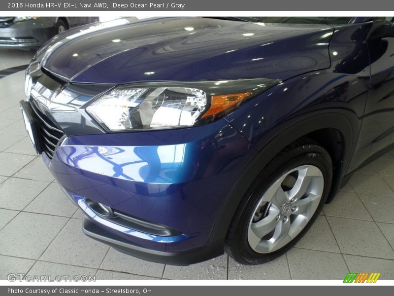 Deep Ocean Pearl / Gray 2016 Honda HR-V EX-L Navi AWD
