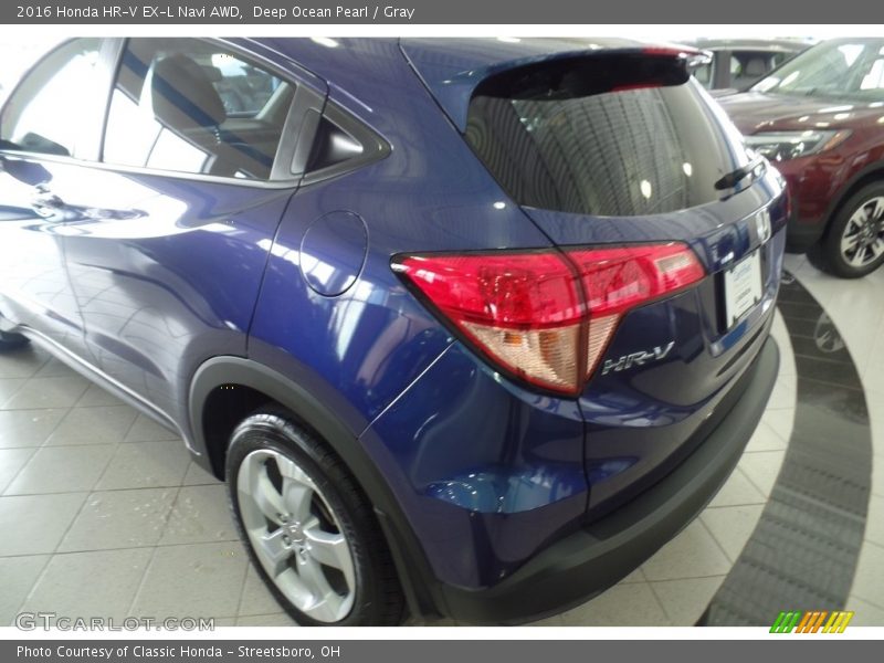 Deep Ocean Pearl / Gray 2016 Honda HR-V EX-L Navi AWD