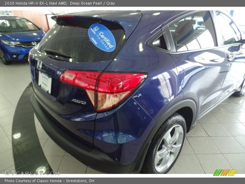 Deep Ocean Pearl / Gray 2016 Honda HR-V EX-L Navi AWD