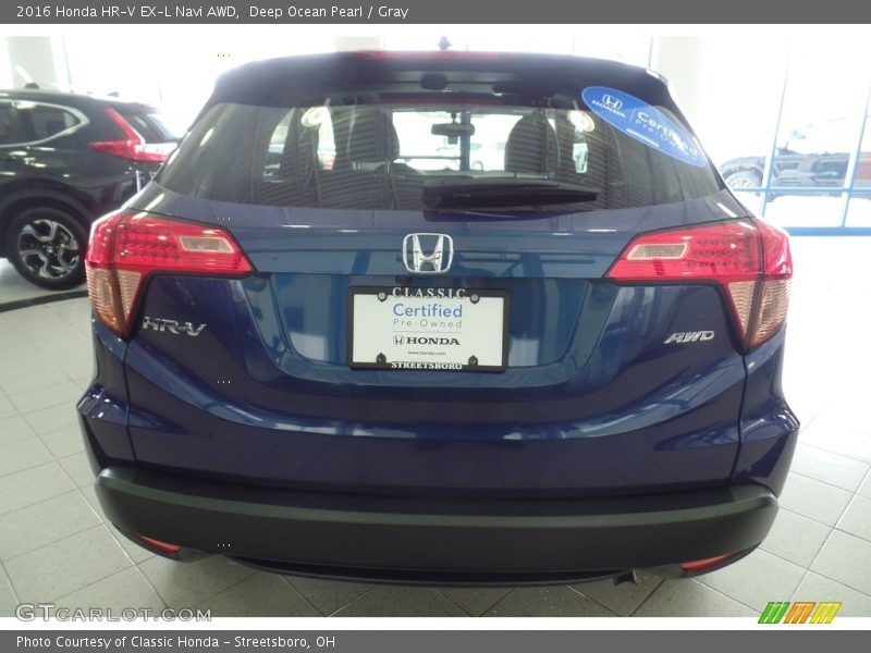 Deep Ocean Pearl / Gray 2016 Honda HR-V EX-L Navi AWD