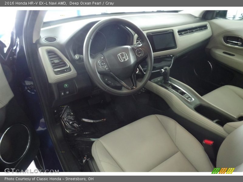 Deep Ocean Pearl / Gray 2016 Honda HR-V EX-L Navi AWD