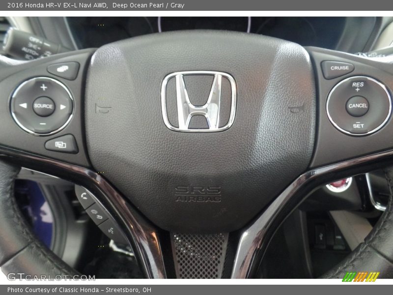 Deep Ocean Pearl / Gray 2016 Honda HR-V EX-L Navi AWD