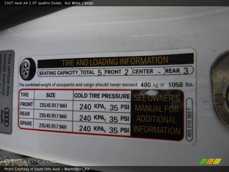 Ibis White / Beige 2007 Audi A4 2.0T quattro Sedan