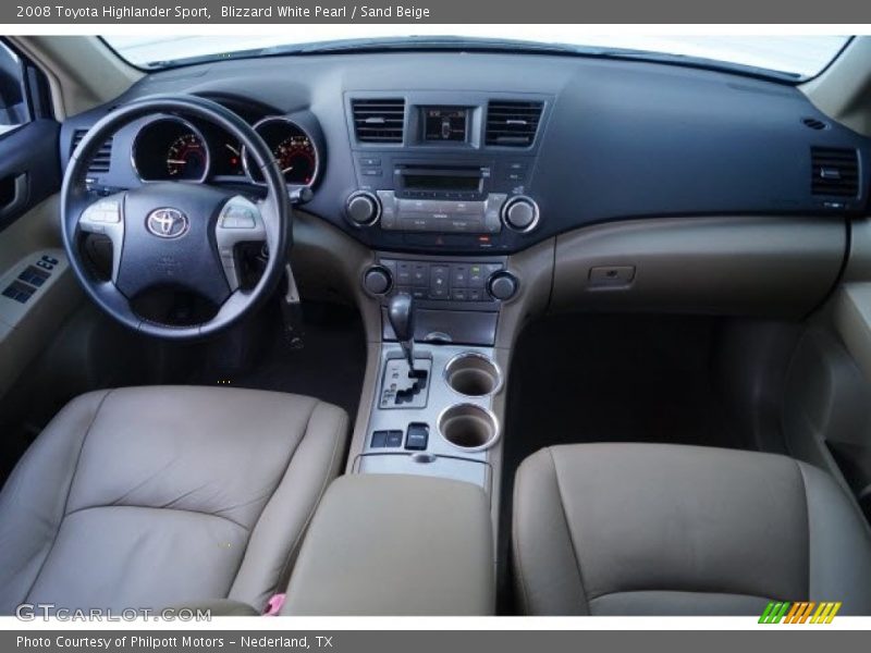 Blizzard White Pearl / Sand Beige 2008 Toyota Highlander Sport