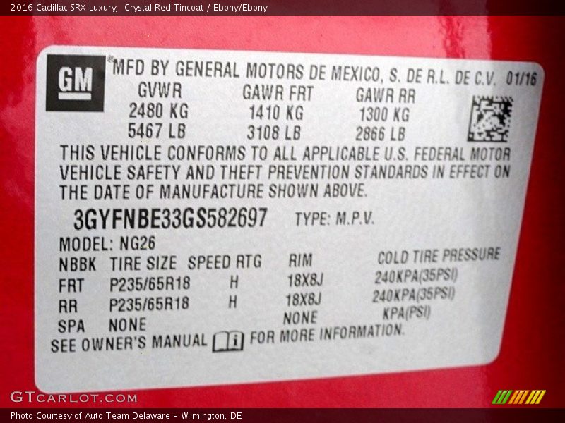 Crystal Red Tincoat / Ebony/Ebony 2016 Cadillac SRX Luxury