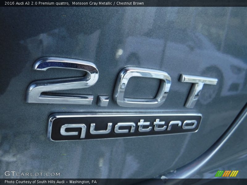 Monsoon Gray Metallic / Chestnut Brown 2016 Audi A3 2.0 Premium quattro