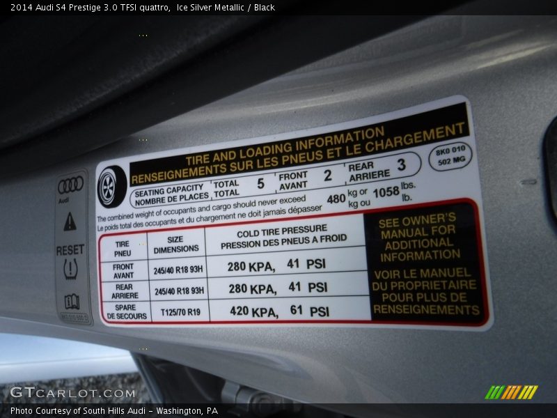 Ice Silver Metallic / Black 2014 Audi S4 Prestige 3.0 TFSI quattro