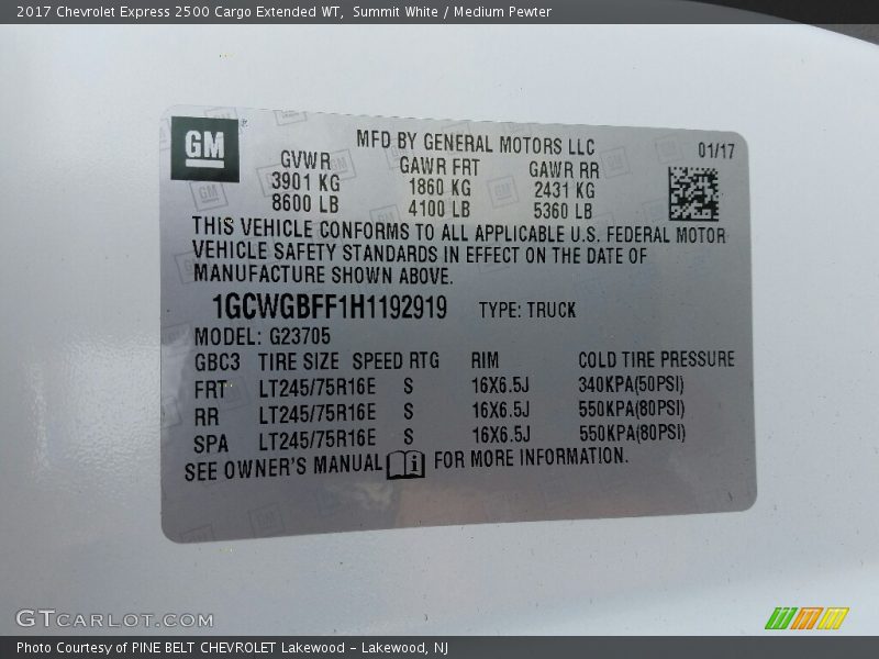 Summit White / Medium Pewter 2017 Chevrolet Express 2500 Cargo Extended WT