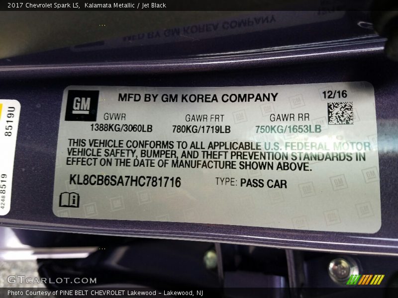 Kalamata Metallic / Jet Black 2017 Chevrolet Spark LS