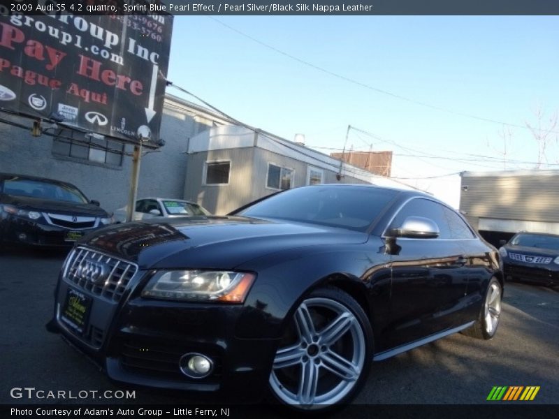 Sprint Blue Pearl Effect / Pearl Silver/Black Silk Nappa Leather 2009 Audi S5 4.2 quattro