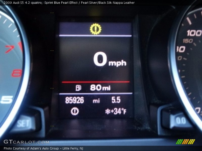 Sprint Blue Pearl Effect / Pearl Silver/Black Silk Nappa Leather 2009 Audi S5 4.2 quattro