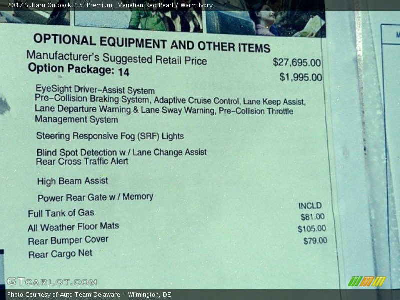Venetian Red Pearl / Warm Ivory 2017 Subaru Outback 2.5i Premium