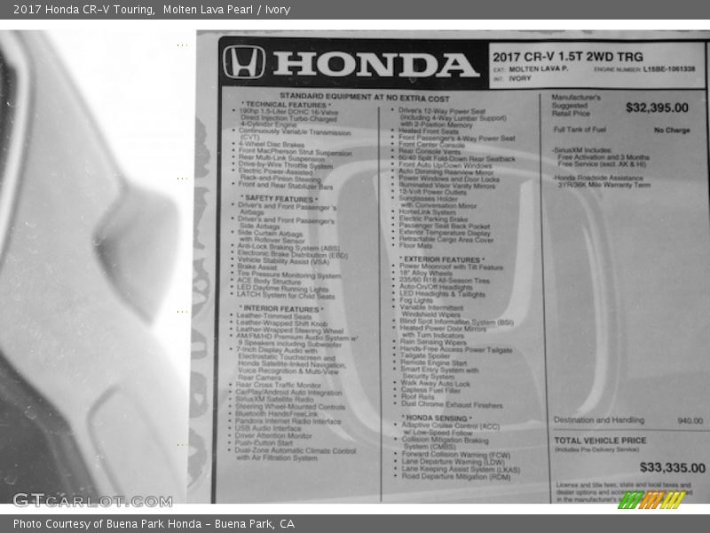 Molten Lava Pearl / Ivory 2017 Honda CR-V Touring