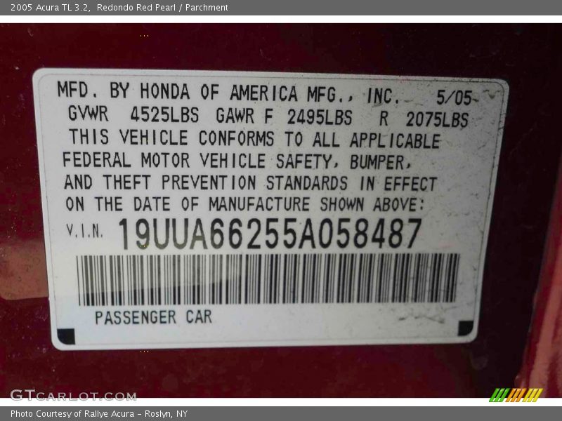 Redondo Red Pearl / Parchment 2005 Acura TL 3.2