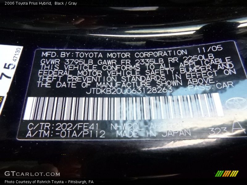 Black / Gray 2006 Toyota Prius Hybrid