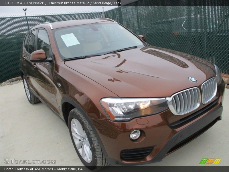 Chestnut Bronze Metallic / Sand Beige/Black 2017 BMW X3 xDrive28i
